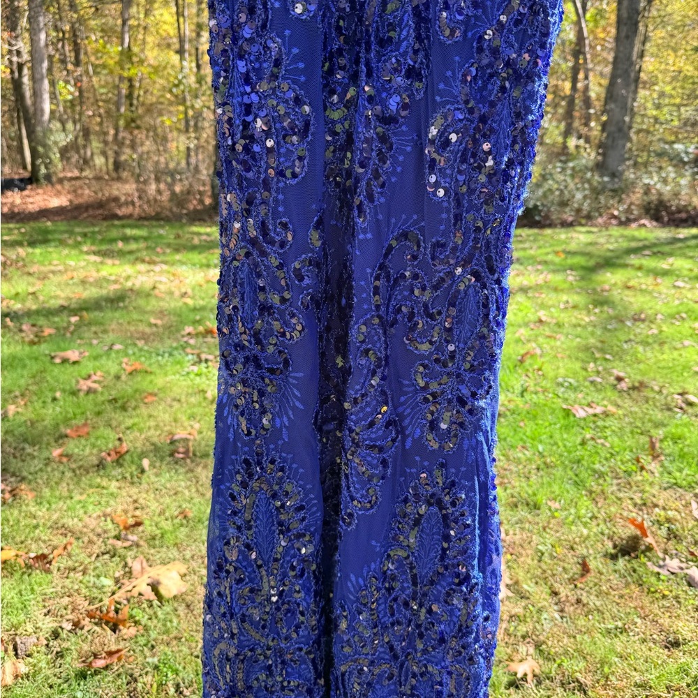 Betsy & Adam Royal Blue Beaded Prom Dress - Picture 3 of 8